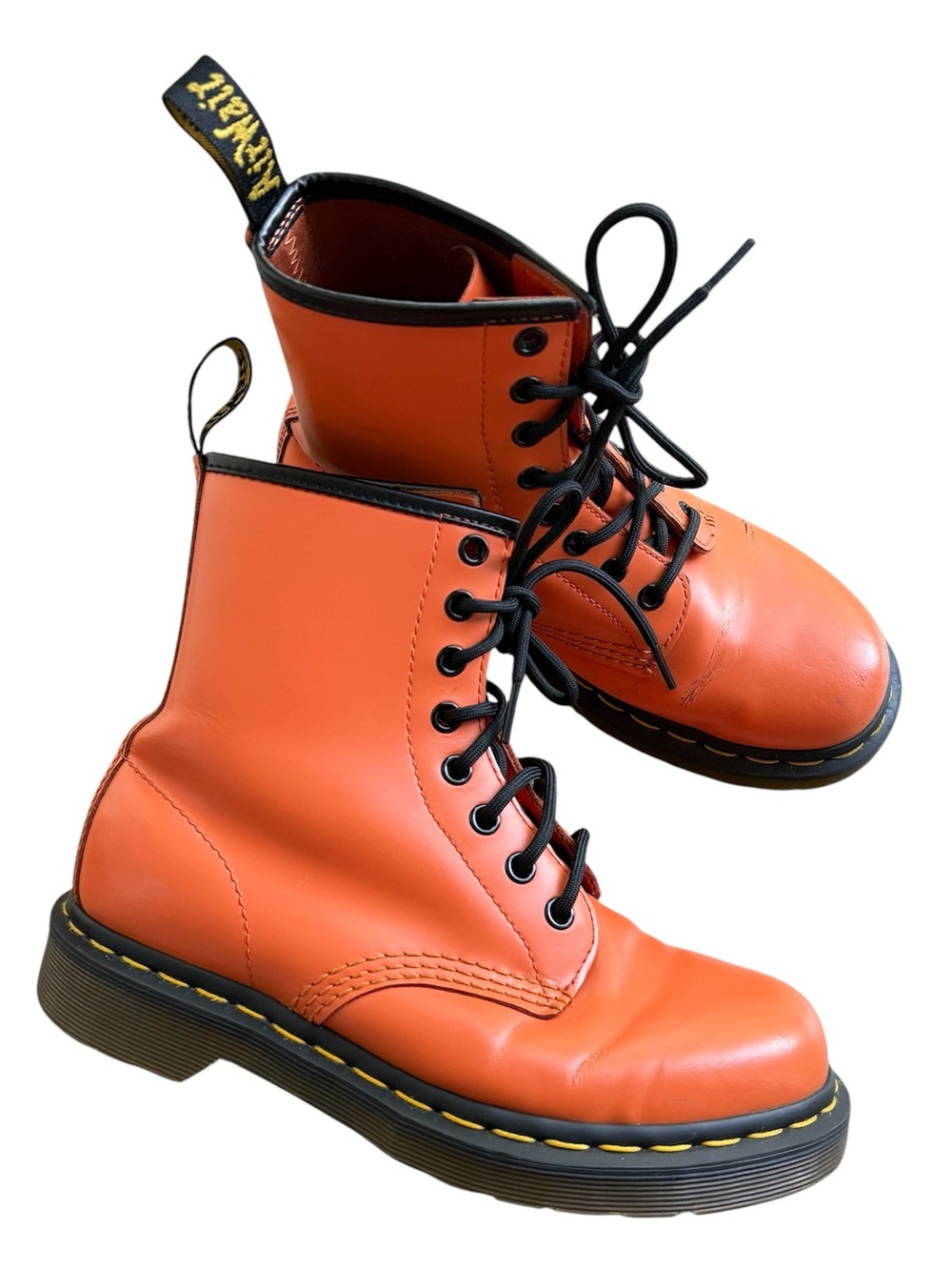 Doc Martens 1460 smooth leather orange boots women size 6 orange 8-eye
